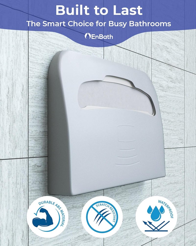 EnBath Commercial Toilet Seat Cover Dispenser Wall Mount, White Half-Fold Toilet Seat Cover Holder for Bathroom/Restroom - Image 2